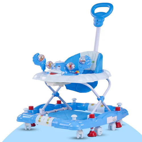 Cheezy Baby Walker Cum Rocker for Baby with Height Adjustable, Musical Toy Bar & Parental Push Handle