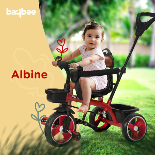 Baybee Albine 2 in 1 Baby Tricycle for Kids, Plug N Play Kids Tricycle with Adjustable Parental Control, Safety guardrail & Cushionseat Baby Kids Cycle, Baby Tricycle for 1.5 to 5 Year