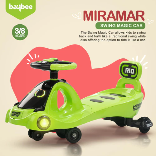 Baybee Miramar Kids Magic Swing Cars for Kids Baby, Twister Magic Ride on Toy Car for Kids with LED Lights, Music & PP Wheels, Kids Ride on Baby Magic car for Kids 3 to 8 Years Boys & Girls