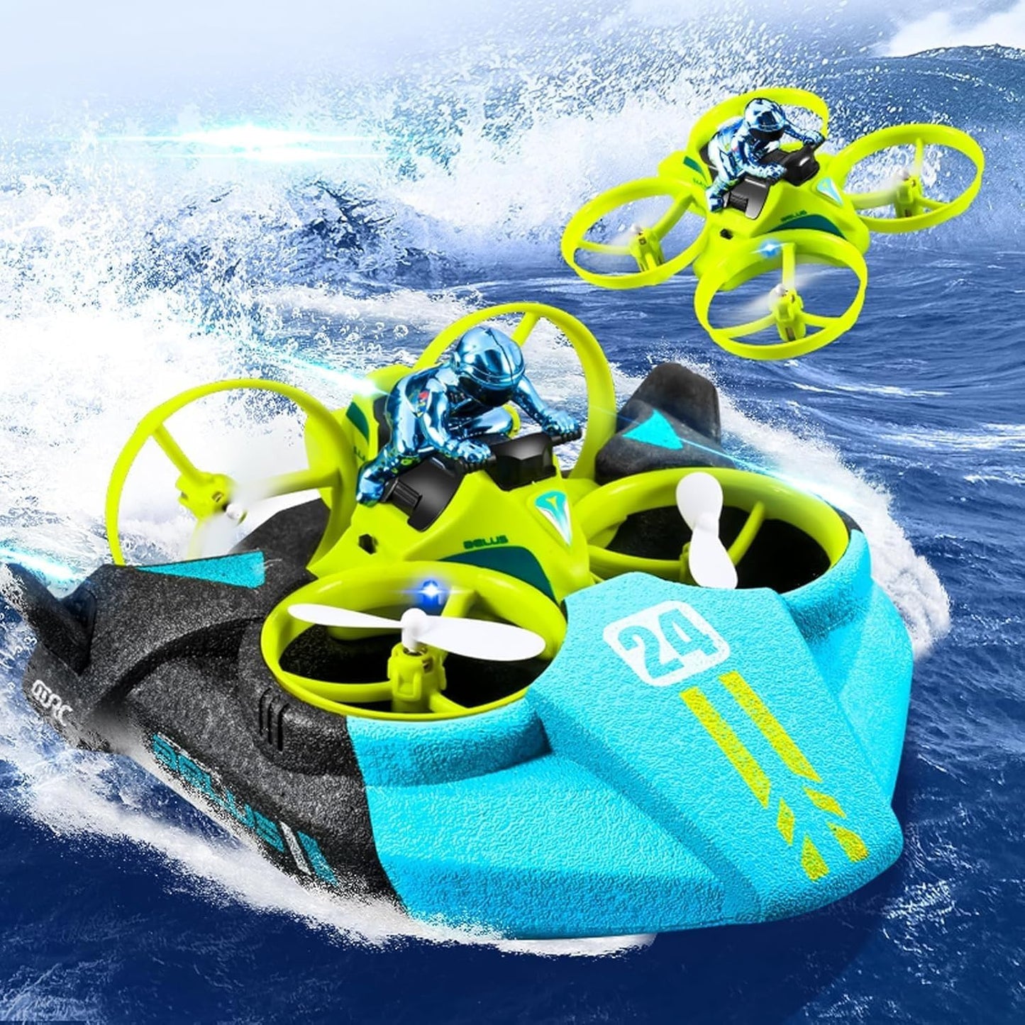 2.4G RC Formula Stunt Car – Remote Control Racing Vehicle with Omnidirectional Wheels, Mist Spray & LED Lights, 360° Drift RC Toy for Kids Indoor Outdoor Pl (Blue)