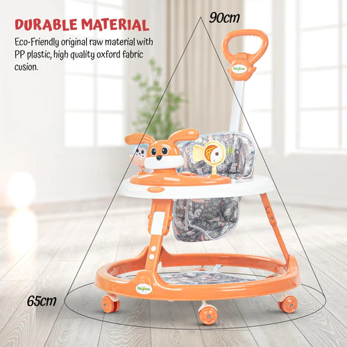 2 in 1 Bunny Pro Baby Walker for Kids with Push Handle, Kids Walker with 2 Adjustable Height, Mat & Musical Toy Bar  Activity Walker for Baby  Push Walker Baby 6-18 Months Boys Girls