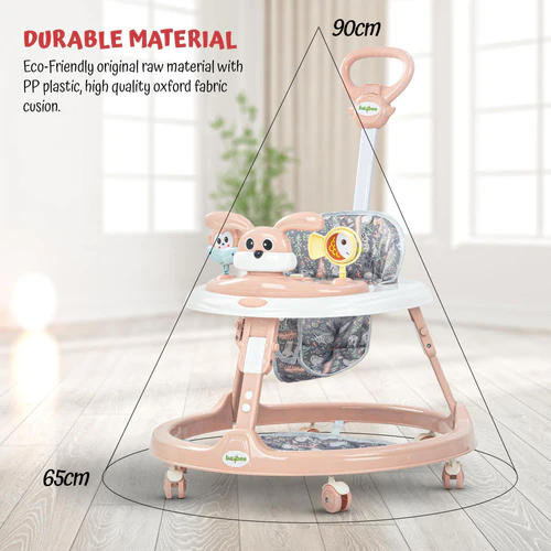 2 in 1 Bunny Pro Baby Walker for Kids with Push Handle, Kids Walker with 2 Adjustable Height, Mat & Musical Toy Bar  Activity Walker for Baby  Push Walker Baby 6-18 Months Boys Girls