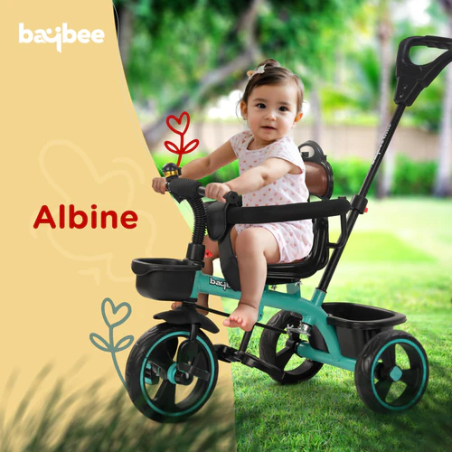 Baybee Albine 2 in 1 Baby Tricycle for Kids, Plug N Play Kids Tricycle with Adjustable Parental Control, Safety guardrail & Cushionseat Baby Kids Cycle, Baby Tricycle for 1.5 to 5 Year