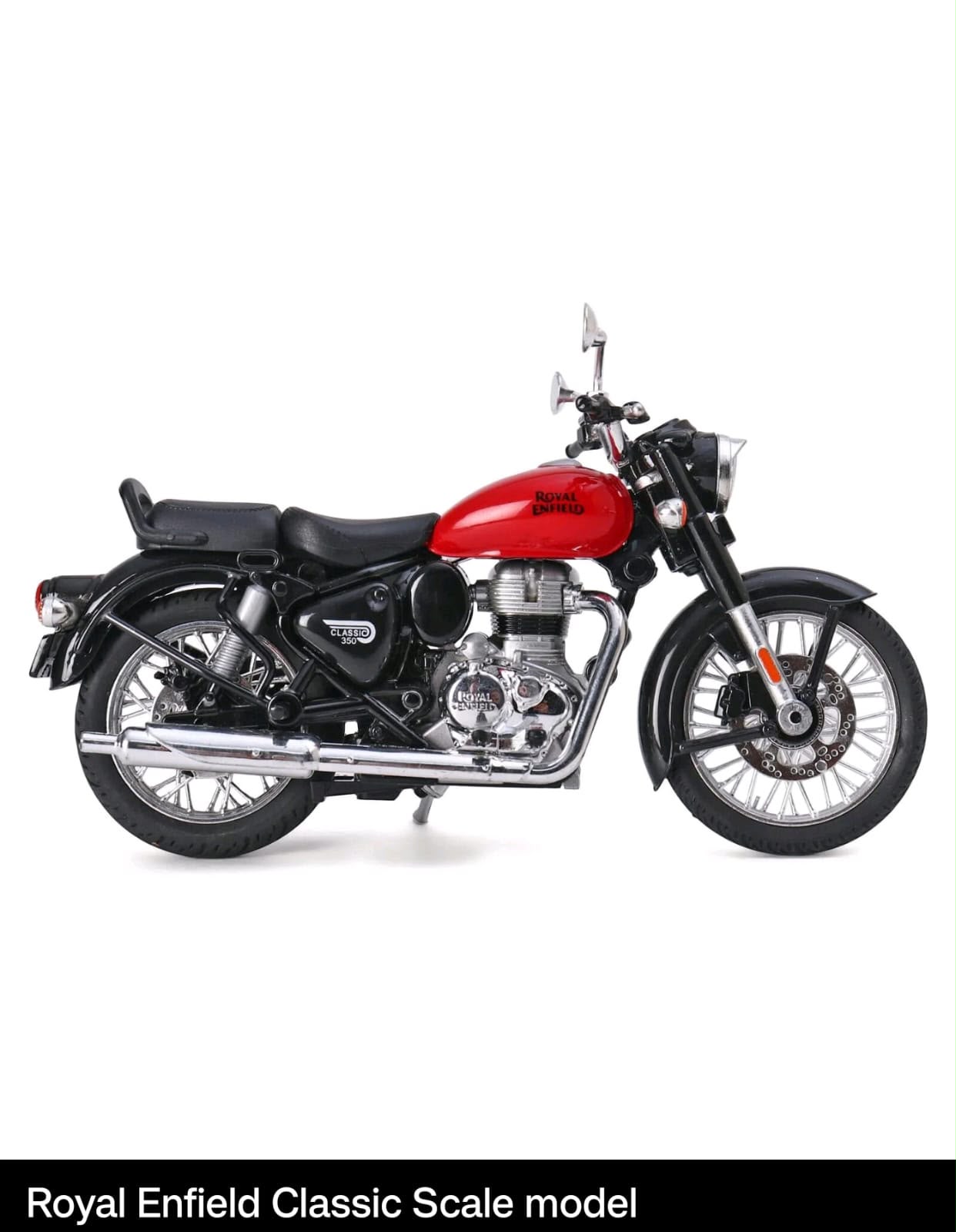 Royal Enfield Classic 350 Toy Bike | 1:15 Scale Die Cast Model Motorcycle with Pull Back Action | Dual & Single Seat Mode | Interchangeable Tank Colors | Miniature Bike Toy