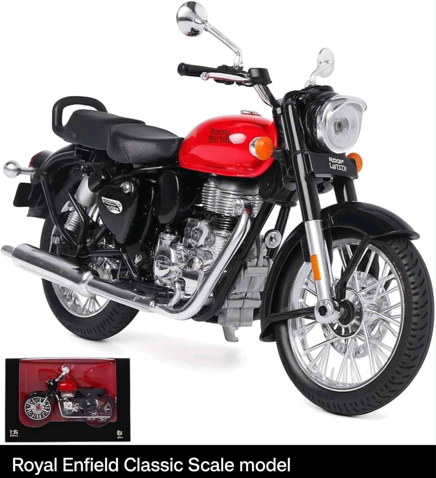 Royal Enfield Classic 350 Toy Bike | 1:15 Scale Die Cast Model Motorcycle with Pull Back Action | Dual & Single Seat Mode | Interchangeable Tank Colors | Miniature Bike Toy